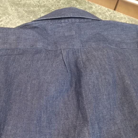 Michael Kors Womens Large 100% Cotton Chambray Tunic Top Short Sleeve Round Hem - Picture 9 of 9